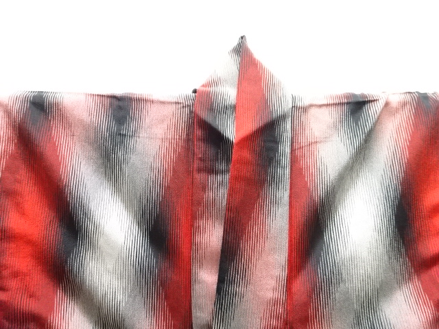  大正ロマン　幾何学模様織り出しお召単衣着物